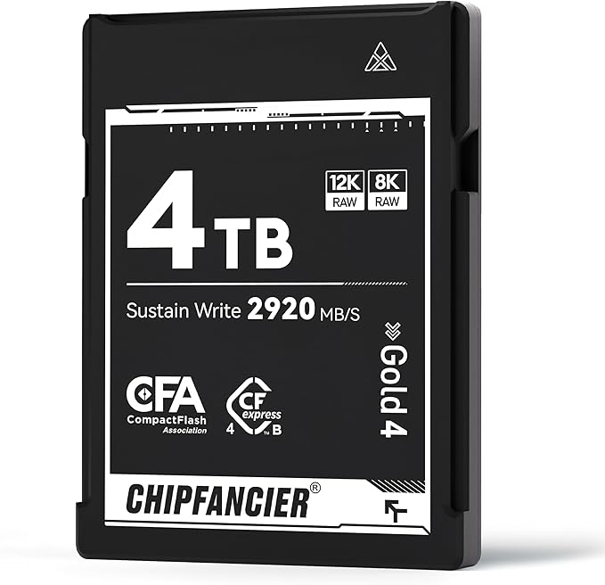 CHIPFANCIER CFexpress 4.0 Type B 4 * 968GB Memory Card Up to 3550MB/s Read 2920MB/s Write-Raw 8K Video Recording Compatible with Nikon D5/D6/Z7/Z9 Panasonic Canon EOS DJ for Photographers Black