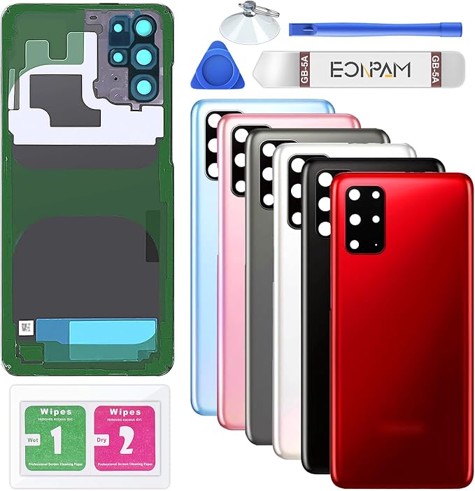 Back Glass Replacement for Samsung Galaxy S20+ Plus SM-G985 G986 Back Cover Rear Housing with Camera Lens + Repair Tool Kit Genuine Rear Glass (Red)