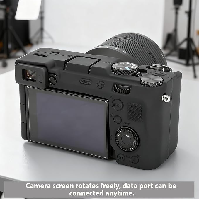 Frevyve Case for Sony A7CII/A7CR Camera Accessories, Soft Silicone Protective Case Skin with Screen Protector, Perfect Fit Sleeve, Lightweight, Anti-Scratch for Sony Alpha 7C II/7CR Cover (Black)