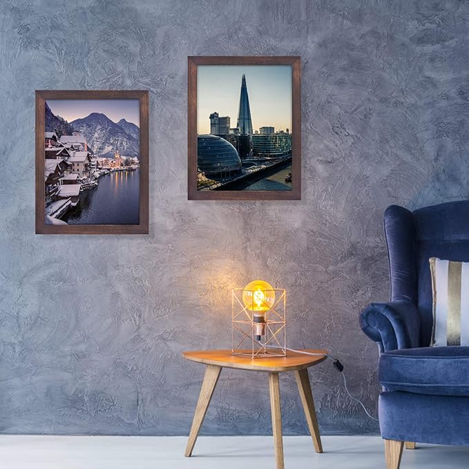 Emfogo Picture Frames 8.5x11 Certificate Frames Diploma Frame with Stand Rustic Wood Document Frames with High Definition Glass for Wall or Tabletop Display Set of 2 Vintage Walnut