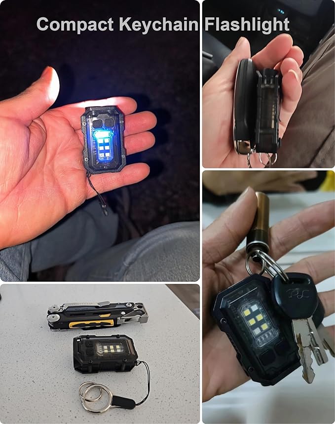Pocket EDC Flashlight Rechargeable, 500 Lumens Keychain Flashlight Small LED Light for Work, Running, Walking, Camping, Fishing, Hiking, Dog, Emergency