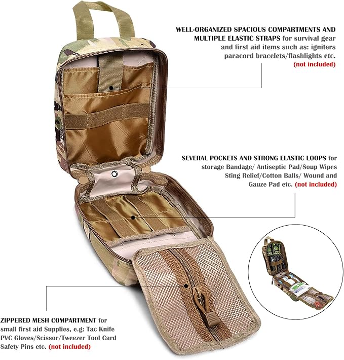 ifak pouch first aid kit bag empty molle tactical medical pouch plate carrier medic rescue bag EMT first med pouches (CP)