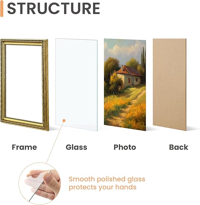 upsimples 11x14 Picture Frame with Real Glass, Ornate Vintage 11 x 14 Photo Frames for Wall Decor, Gold, 2 Pack