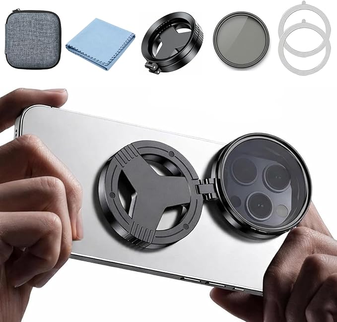 Anti-Glare Magnetic Phone Filter, Foldable Portable Anti Glare Phone Camera Lens, Professional 52mm CPL Polarizing Filter, Quick Mount, Reduce Reflections, Enhance Colors (No Set with Starry Filter)