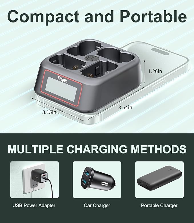 King Ma NP-W235 Battery Charger,4 Channel for Fujifilm Battery Charger，PD 45W Fast Charging with LED Display,Compatible with Fujifilm X-H2、X-H2S、X-T5、X-T4、X-S20、GFX 50S、GFX 50S2、GFX 100S