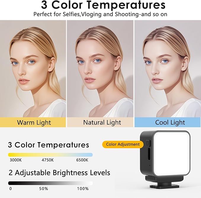 Gift Multiuse Magnetic Mini Vlog Light for DJI Osmo Pocket 3 and Action Camera,3W,300mAh,3 Models 2 Level Brightness Rechargeable LED Fill Light for DJI OSMO,Smartphone, Sony ZV-1 and Selfie Sticks