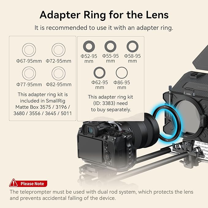 SMALLRIG Teleprompter for iPad Tablet up to 11 inch, NOT for Smartphone, SmallGoGo APP Supports PDF Picture Word TXT, Must Work with 15mm LWS Baseplate for Mirrorless DSLR Camcorder - 3646