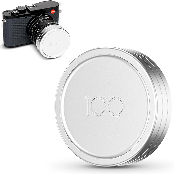 Metal Lens Cap Cover Protector for Leica Q3 43 Q3 Q Q-P QP Camera,Microfiber Fabric Interior Anti-Scratch Dustproof Protective Lens Cap for Q3 43 Q, Limited Edition for Leica 100th Anniversary -Silver