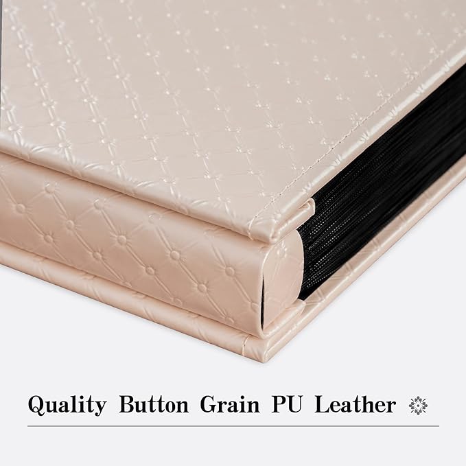Mublalbum Small Photo Album 4x6 100 Photos Leather Cover Picture Book with Horizontal Pockets for Baby Wedding Anniversary and Family (Pink)