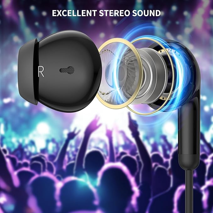 APETOO USB C Headphone Wired Earbuds with 2 EQs - Bass Boost & Clear Vocal, Microphone, Volume Control, Mute Button, Noise Isolating Type C Earphones for iPhone 17 16/iPad/Samsung S25/Pixel 10/Android