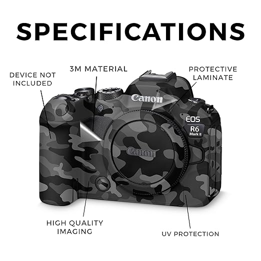 Camera Skin Compatible with Canon EOS R6 Mark II Camera (2022) - Black Camo - Premium 3M Vinyl Protective Wrap Decal Cover - Easy to Apply | Crafted in The USA by MightySkins