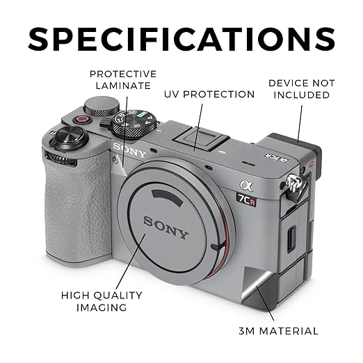 Camera Skin Compatible with Sony Alpha 7CR Camera (2023) - Solid Gray - Premium 3M Vinyl Protective Wrap Decal Cover - Easy to Apply | Crafted in The USA by MightySkins