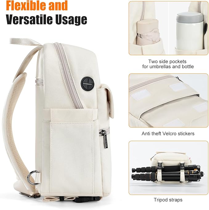 Cwatcun Camera Bag Crossbody Shoulder Messenger Camera Case, Lightweight DSLR/SLR/Mirrorless Photography Bag with Tripod Holder and Rain Cover for Canon, Nikon, Sony, Fuji Cameras, Lens Accessories