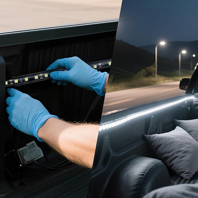 Truck Bed Light Strip - 2PCS 60" 180 LED Waterproof Strip Kit with On/Off Switch/Splitter for Trucks, SUVs, RVs, Boats (6000K Cool White)