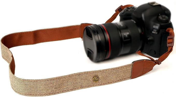 WANBY Camera Strap Brown Canvas Neck Shoulder Strap with Quick Release Buckles for DSLR SLR