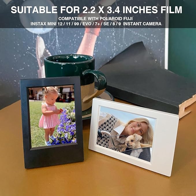 WOGOZAN 2x3 Mini Picture Frame for Fujifilm Instax Mini 12/11/99/41/40/SE/EVO Classic Polaroid Frames 2.15x3.4 Inches Photo Wallet Sized Picture Frame with Protective Film (Grey) (10 Pack)