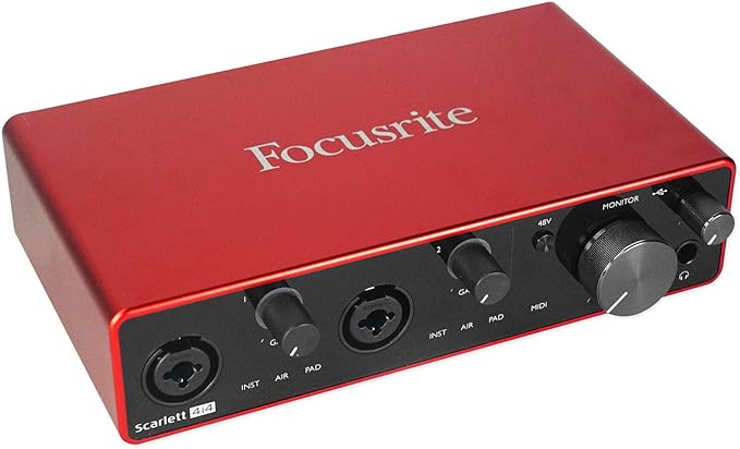 Focusrite Scarlett 4i4 3rd Gen USB Audio Interface for Recording, Songwriting, & Streaming — High-Fidelity, Studio Quality Recording, with Transparent Playback