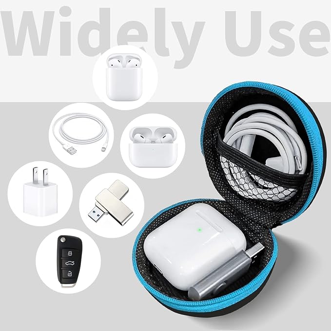 MOLOVA for Earphone Carry Case, 5-Pack Round Pocket Earbud Travel Carrying Case with Zipper for Smartphone Earphone, Wireless Headset, USB Cable, SD Cards Storage Bags, Masks and More