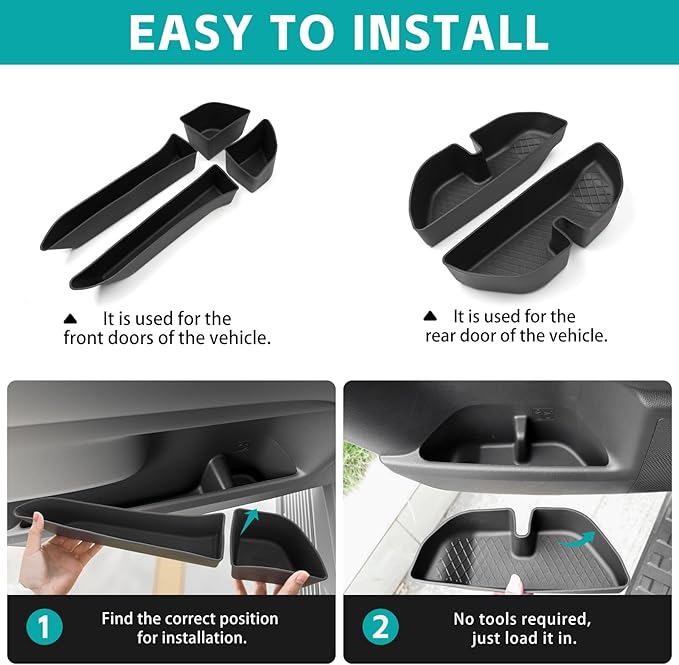 Door Side Storage Box Compatible with 2024 2025 2026 Toyota Land Cruiser Prado 250 J250 LC250 & 1958 Accessories, Front & Rear Slot Protector Liner Door Insert Organizer Tray Phone Pockets