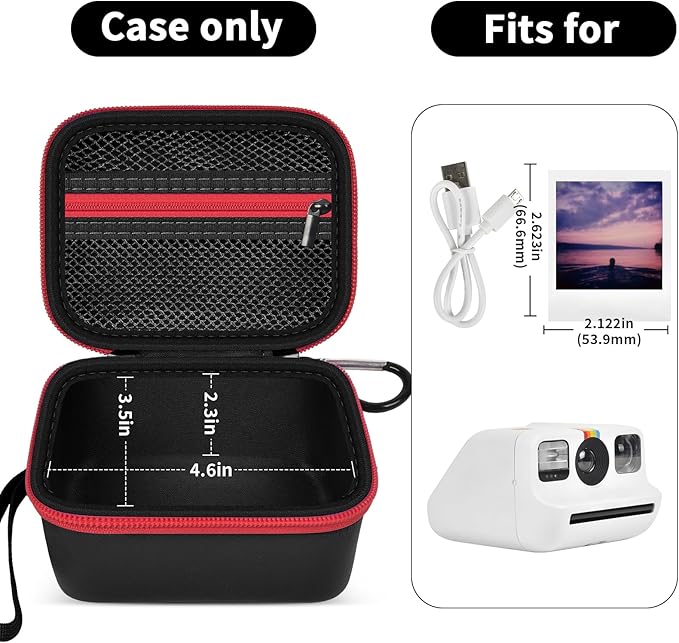 ANKHOH Digital Camera Case for Polaroid Go Generation 2 Gen 2/9035/9071/9070 Instant Mini Camera, Instax Film Cameras Storage with Mesh Pocket for Photo, Stickers (Box Only) (Black)
