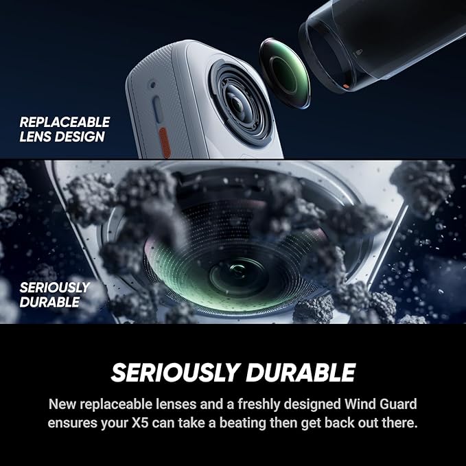 Insta360 X5 Essentials Bundle Satin White - Waterproof 8K 360° Action Camera, Leading Low Light, Invisible Selfie Stick Effect, Rugged and Replaceable Lens, 3-Hour Battery, Built-in Wind Guard
