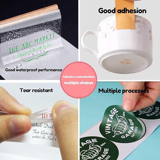 Inshoney Custom Sticker Rolls Labels Personalized Any Logo, Picture, Text Customized Name Labels 100-500pcs Waterproof (Oval)