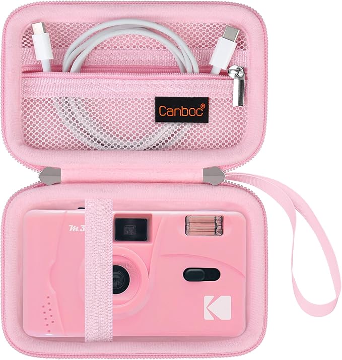 Canboc Carrying Case for KODAK EKTAR H35/ H35N/ KODAK Snapic A1 Film Camera, H35/ Snapic A1 Film Camera Bag, Zipper Mesh Pocket fits Film, Batteries, USB Cable, Pink (Case Only)