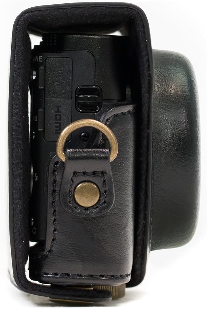 MegaGear Ever Ready Protective Leather Camera Case, Bag for Sony Cyber-Shot DSC-WX500 Digital Camera (Black) (MG599)