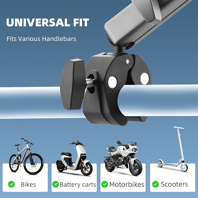 BRDRC Pocket 3 Camera Bike Mount Clamp Motorcycle Handle Holder Aluminum for Insta360 X5 X4 X3 Ace Pro Go 3S, for DJI Osmo Pocket 3 2 Mobile 7P Action 5 Pro 4 3, for GoPro Max Hero Mini Accessories