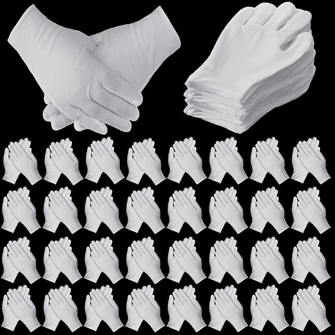 Funtery 240 Pcs Cotton Gloves Cotton Bulk Pack Moisturizing Gloves Overnight Soft Uniform Coin Inspection Art Handling