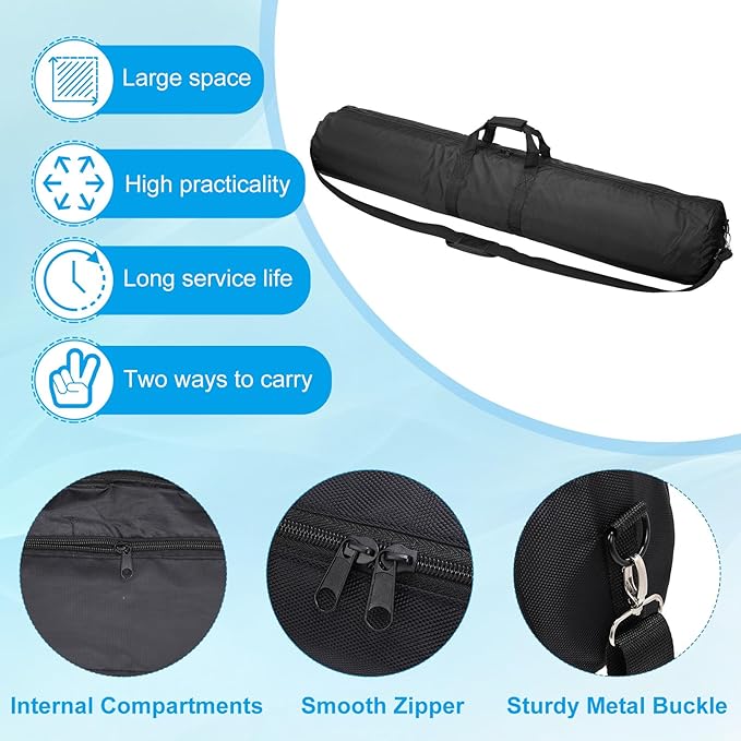 PATIKIL Tripod Carrying Case, 39.4" x 7.9" Heavy Duty Nylon Padded Tripod Bag with Adjustable Shoulder Straps and Handles for Light Stands Umbrellas Tripods Mic Speaker Stand, Black