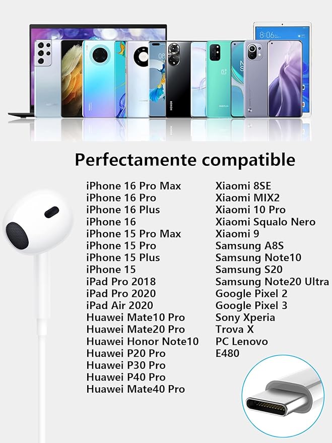 2 Packs USB C Headphones,Earphones Wired Earbuds Noise Canceling in-Ear Headset with Microphone Compatible with iPhone 17/16/15 Pro Max/Plus/iPad Pro/Samsung Galaxy/S23/S22/S21/S20/Note 10/20