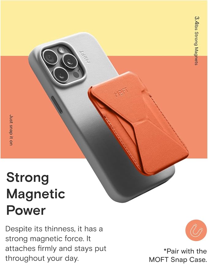 MOFT Magnetic Wallet Stand Compatible with iPhone 17/16/15/14/13/12 Series, Angle Adjustment & Magsafe Compatible MOVAS Phone Stand,Sunrise