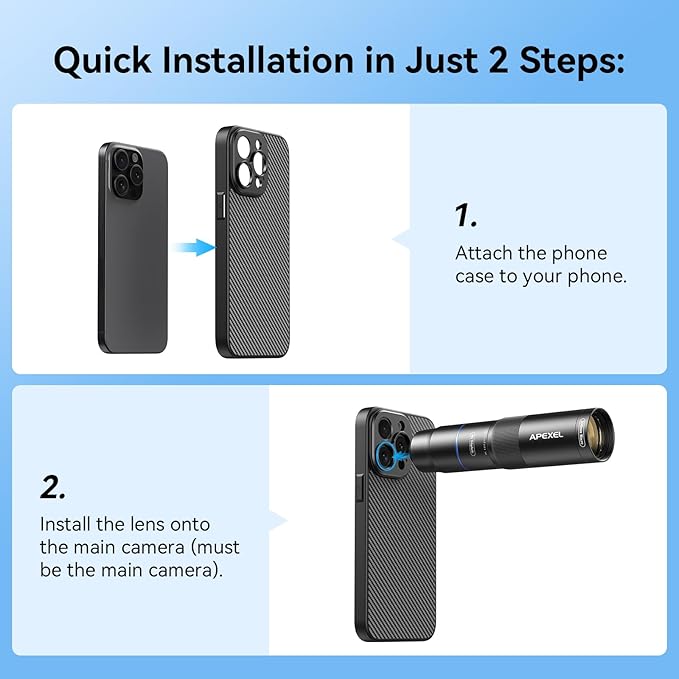 APEXEL 17MM Thread Lens Phone Case Compatible for iPhone 15 Pro, Compatible with All Telephoto Macro Lenses with 17mm Thread Black