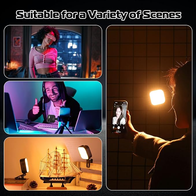 Ulanzi U60 RGB Video Light, Portable LED Camera Light with 360° Color CRI≥95 2500-9000K Dimmable Panel Lamp,2500mAh LED Panel Photography Lighting w Quick Release Cold Shoe Adapter and Clip-Black