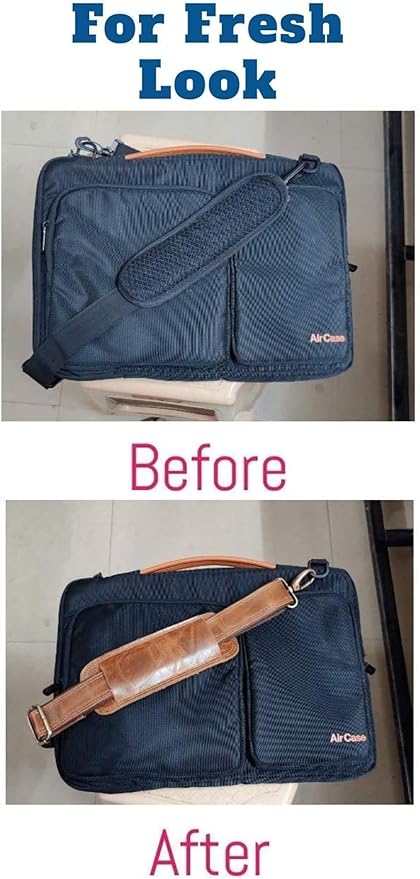 Bag Strap Replacement - Genuine Leather 57" Adjustable Shoulder Strap for Messenger, Laptop, Camera, Travel Bags