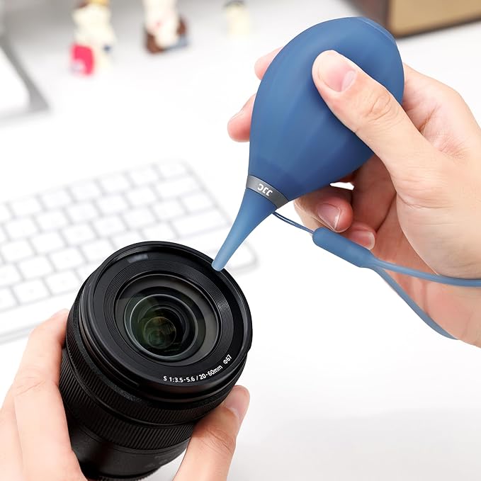 JJC Camera Air Blower for Digital SLR Mirrorless Camera Sensor CCD CMOS Lens Filter, Lens Blower with Lanyard for Outdoor Travel Cleaning-Clear Blue