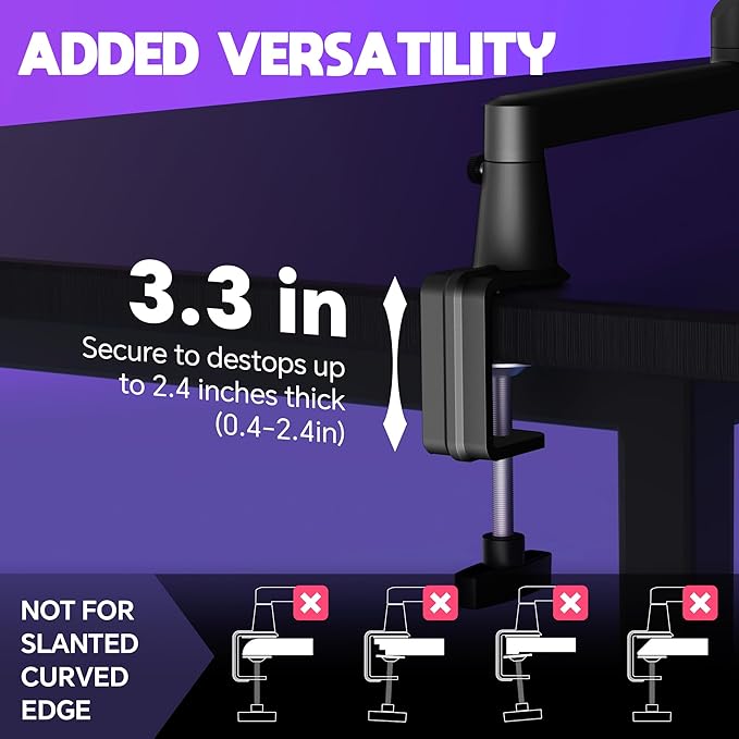 Microphone Boom Arm, Low Profile Mic Arm with 360° Rotation, Cable Management, Extended Riser, Mic Clip, Microphone Stand for Blue Yeti HyperX QuadCast Shure Elago, Black