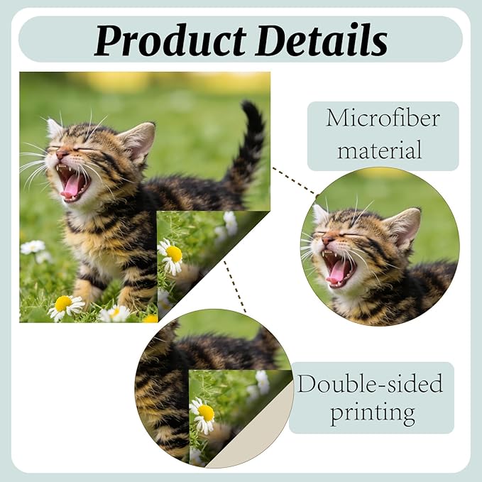 CREATCABIN 6 Pcs Cute Cats Microfiber Glasses Cleaning Cloth Reusable Thicken Sunglasses Cloth Soft Multicolor Eyeglasses Cleaner Wipes Washable for Camera Cell Phone Screens Glasses Gift 6x6in