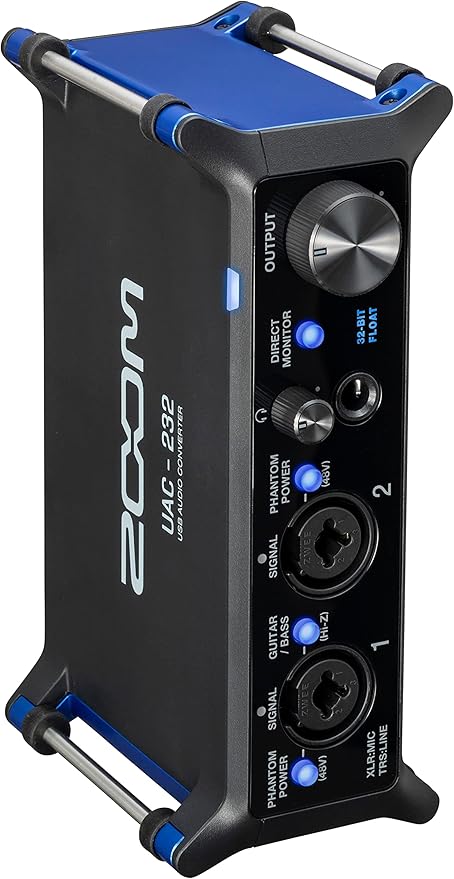 Zoom UAC-232 Audio Converter with 32-Bit Float, Audio Interface,2 XLR/TRS Combo Inputs, Headphone Outputs, 192 kHz Sample Rate, For Music & Streaming