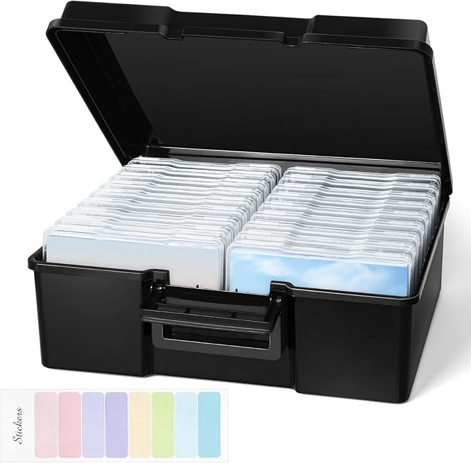 FAAYUCK Photo Storage Box 5 x 7 Inches, 18 Inner Extra Large Photo Organizer With Dividers, Acid-Free Photo Storage Containers, Craft Storage Box for Protect Photos, Crafts, Stamps etc
