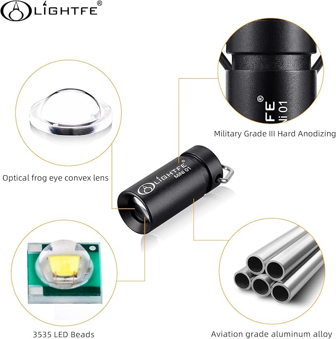 LIGHTFE MINI01 Keychain Flashlight mini Keychain Light is Light, Small, and Bright (Mini01 Black)