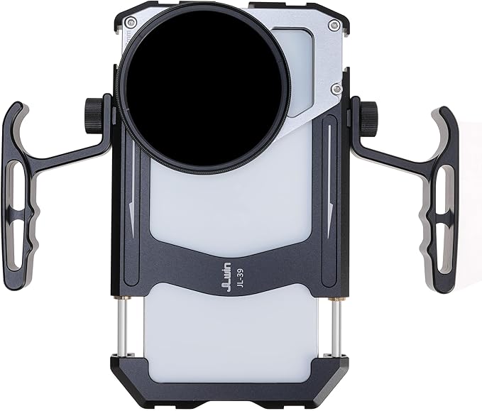 Universal Aluminum Phone Cage Video Rig Kit Stabilizer W/Handles + 67mm Thread Filter Adapter Rig for iPhone 16 15 14 Pro Max Samsung Cell Phone Vlog Live Stream Filmmaking, Cold Shoe Tripod Mount