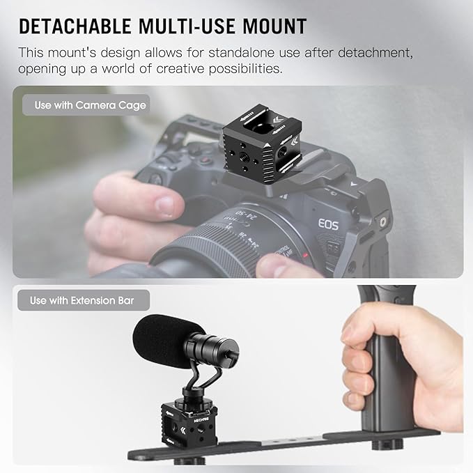 Triple Cold Shoe Mount with 1/4" Thread, Aluminum Camera Hot Shoe Extension Bracket with 3 Port Cold Shoe Mounts for LED Video Light Monitor Microphone Camera Cage (62011)