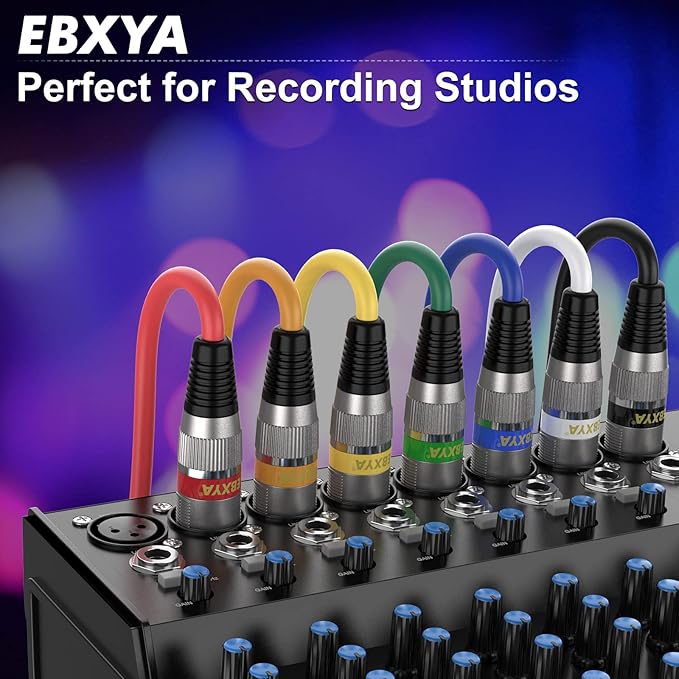 EBXYA XLR Microphone Cable, 3ft XLR Cable Audio Cords Microphone Patch Cable Balanced, 4 Color Packs