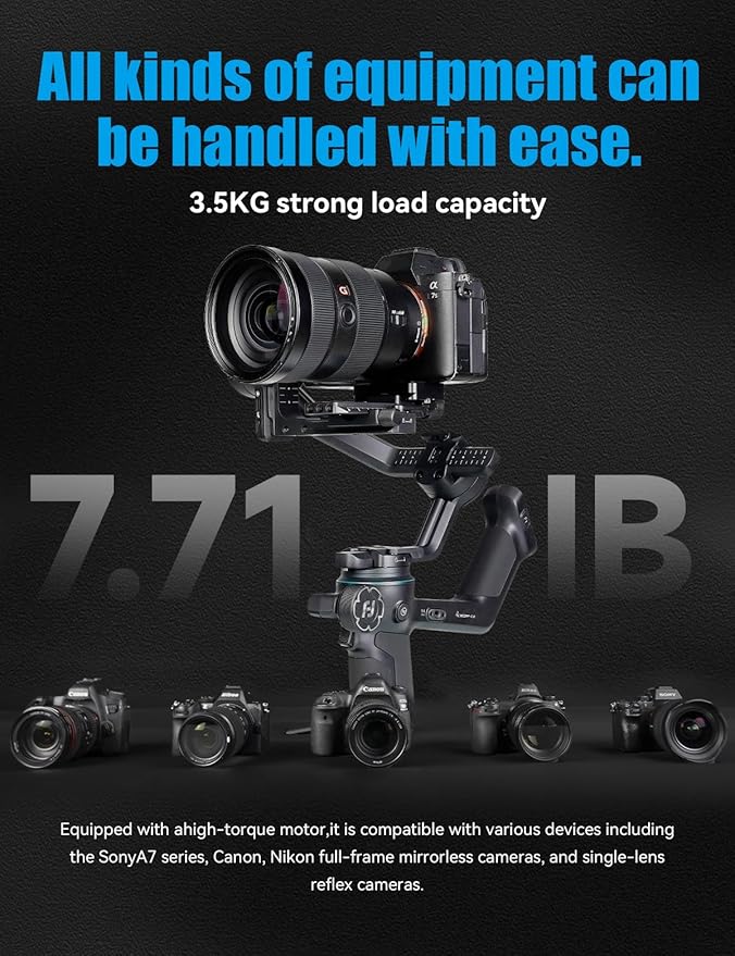 FeiyuTech SCORP-C2 Camera Gimbal Stabilizer with AI Tracking, 7.72lb Payload, Quick Vertical Shoot, Bluetooth Control, Detachable Remote Handle Compatible with Sony Canon Panasonic Nikon