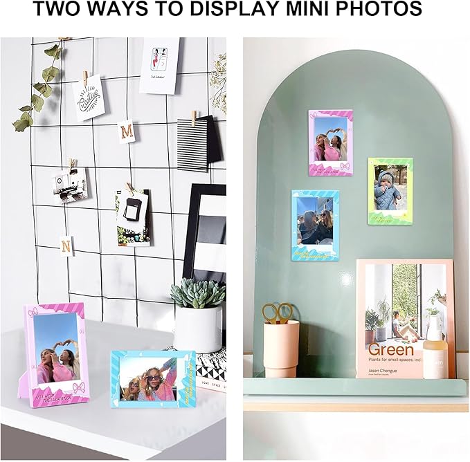 WOGOZAN 2x3 Mini Picture Frame for Fujifilm Instax Mini 12/11/99/41/40/SE/EVO Classic Polaroid Frames 2.15x3.4 Inches Photo Picture Frame with Magnetic Sticker and Protective Film (Colorful) (10 Pack)