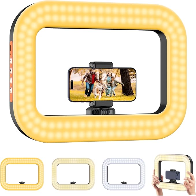 Zeadio Selfie Ring Video Light, Smartphone Handheld Grip with Powerful 20W LED Light, Adjustable Color (2500K-8500K), for Filmmaking Live Steam YouTube Video Recording etc