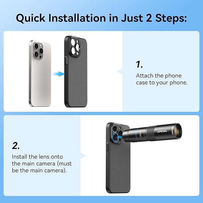 APEXEL 17MM Thread Lens Phone Case Compatible for iPhone 15 Pro Max, Compatible with All Telephoto Macro Lenses with 17mm Thread Black