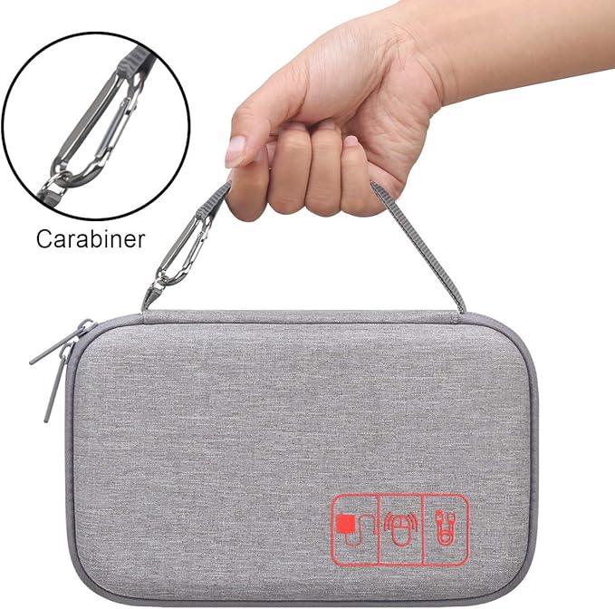 Canboc Hard Travel Electronic Organizer Case for MacBook Power Adapter Charger, Cable, Mouse Power Bank, Apple Pencil, USB Flash Disk, SD Card, Small Portable Accessories Bag, Grey